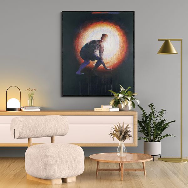 Kom med det - akrylmaleri (100 x 120 cm) i skyggeramme. Kunstner Stig-Ove Sivertsen